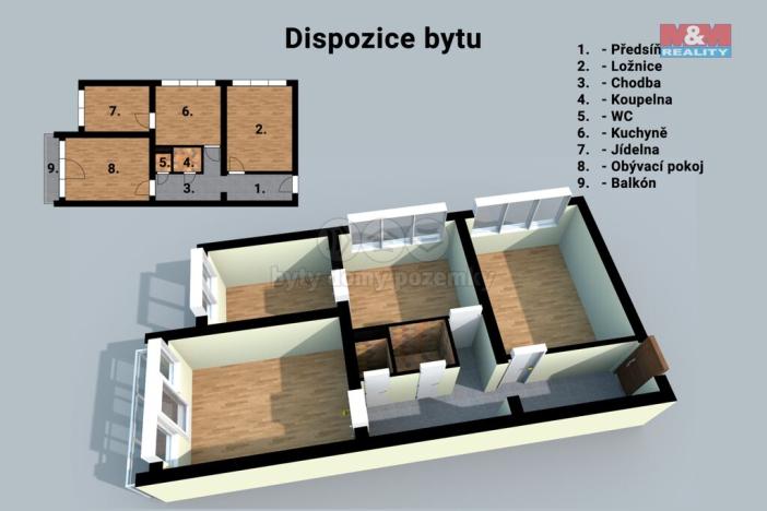 Prodej bytu 2+1, Zlín, Díly IV, 60 m2