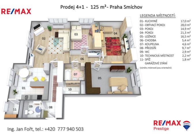 Prodej bytu 4+1, Praha - Smíchov, Na Hřebenkách, 124 m2