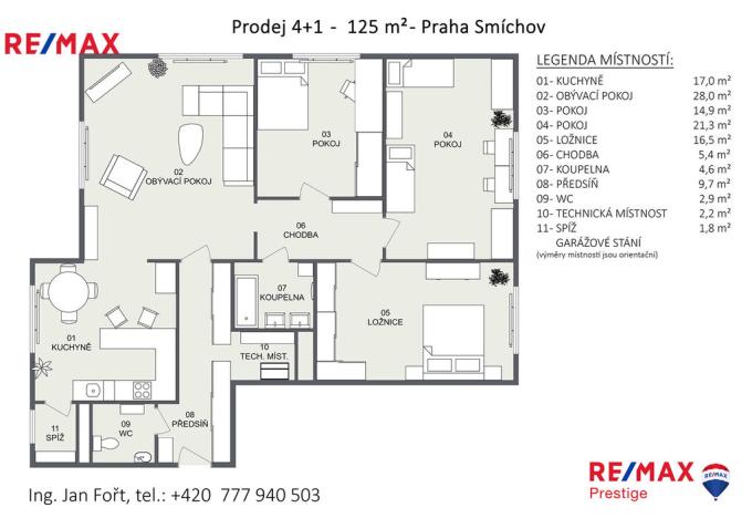 Prodej bytu 4+1, Praha - Smíchov, Na Hřebenkách, 124 m2