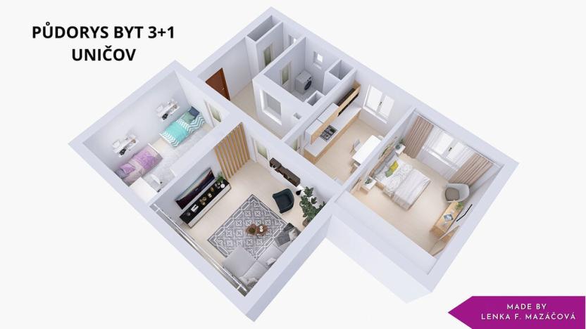 Prodej bytu 3+1, Uničov, Nerudova, 77 m2