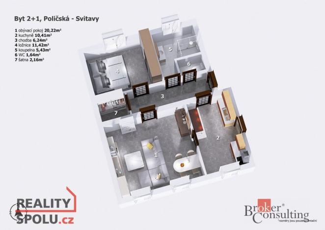 Prodej bytu 2+1, Svitavy - Předměstí, Poličská, 57 m2