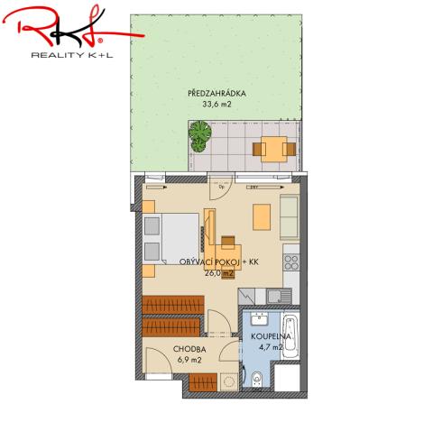 Prodej bytu 1+kk, Praha - Hlubočepy, náměstí Olgy Scheinpflugové, 39 m2