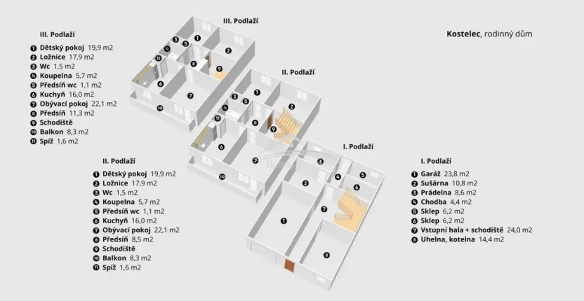 Prodej rodinného domu, Kostelec, 330 m2