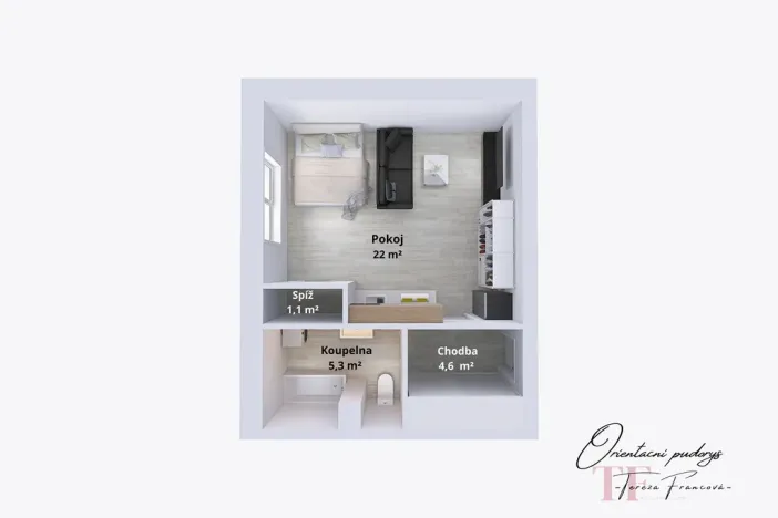 Pronájem bytu 1+kk, Prostějov, Krokova, 33 m2