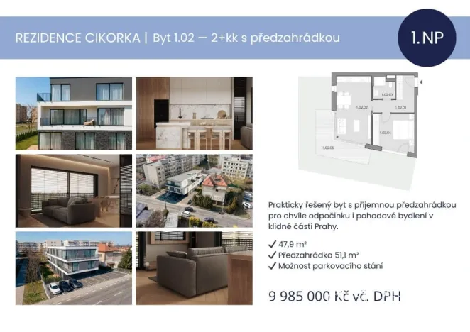 Prodej bytu 2+kk, Praha - Modřany, Na Cikorce, 47 m2