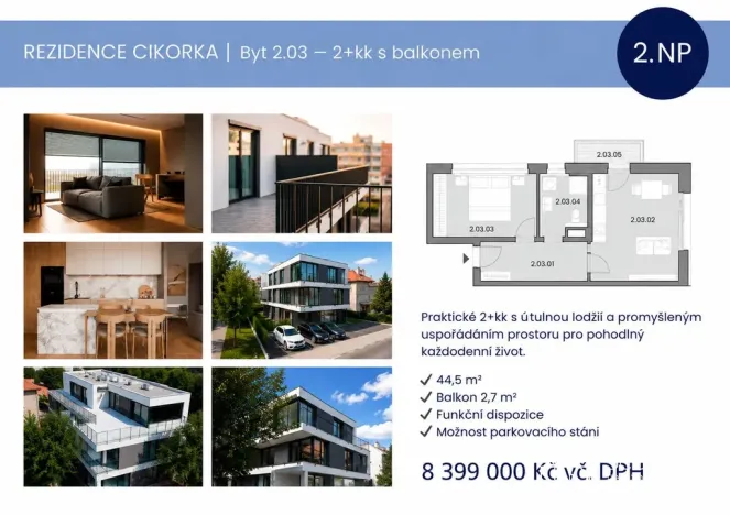 Prodej bytu 2+kk, Praha - Modřany, Na Cikorce, 44 m2