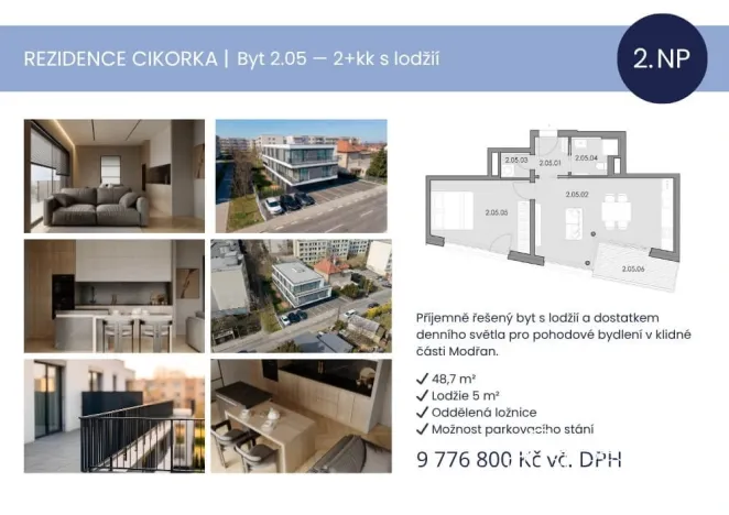 Prodej bytu 2+kk, Praha - Modřany, Na Cikorce, 48 m2