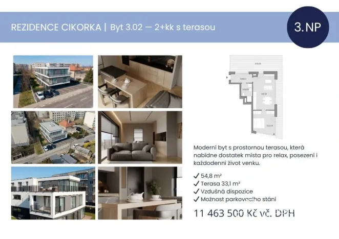 Prodej bytu 2+kk, Praha - Modřany, Na Cikorce, 54 m2
