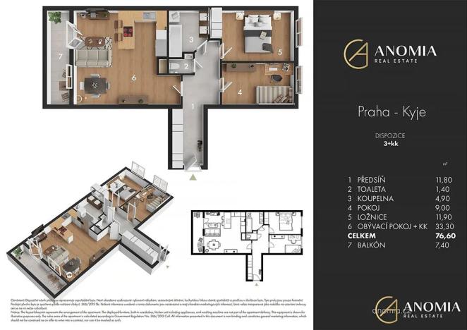 Prodej bytu 3+kk, Praha - Kyje, Davidovičova, 77 m2