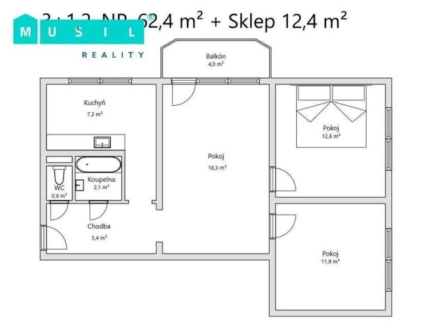 Prodej bytu 3+1, Olomouc - Nová Ulice, V hlinkách, 64 m2