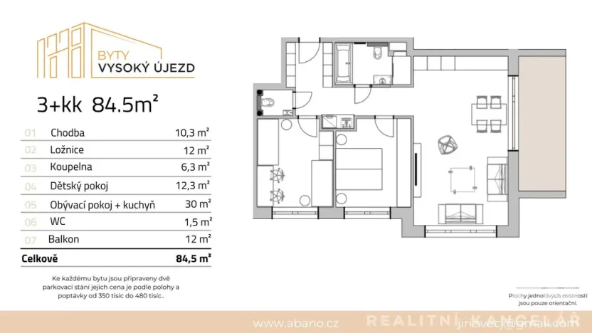 Prodej bytu 3+kk, Vysoký Újezd, Ke Kuchaři, 85 m2