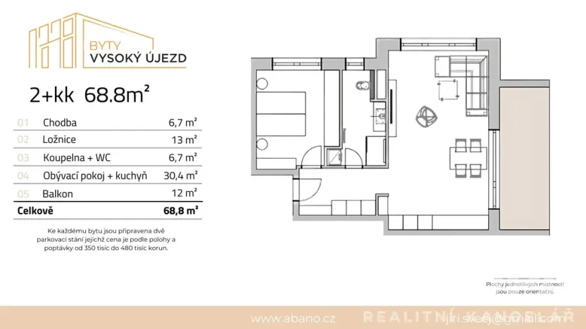 Prodej bytu 2+kk, Vysoký Újezd, 69 m2