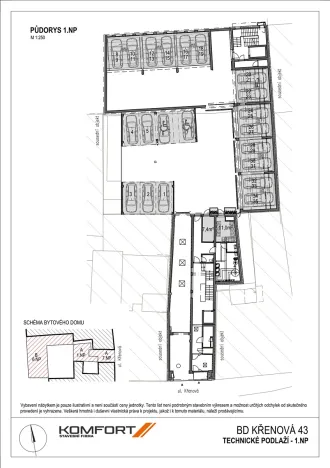 Prodej garážového stání, Brno, Křenová, 12 m2