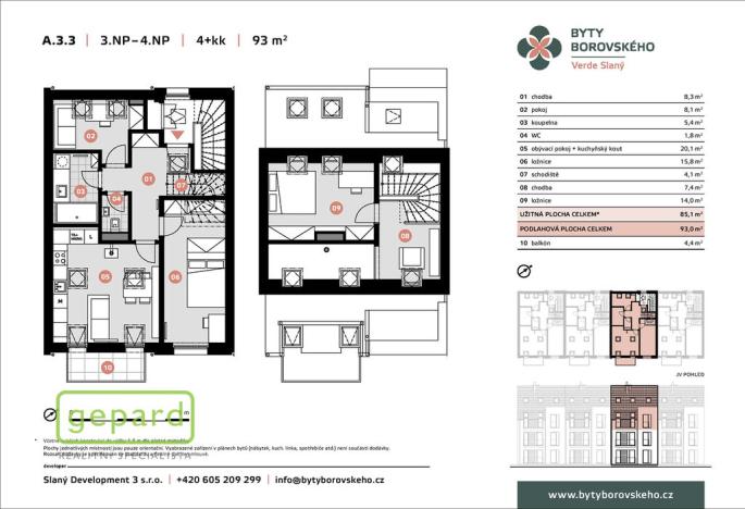 Prodej bytu 4+kk, Slaný - Kvíček, K. H. Borovského, 85 m2