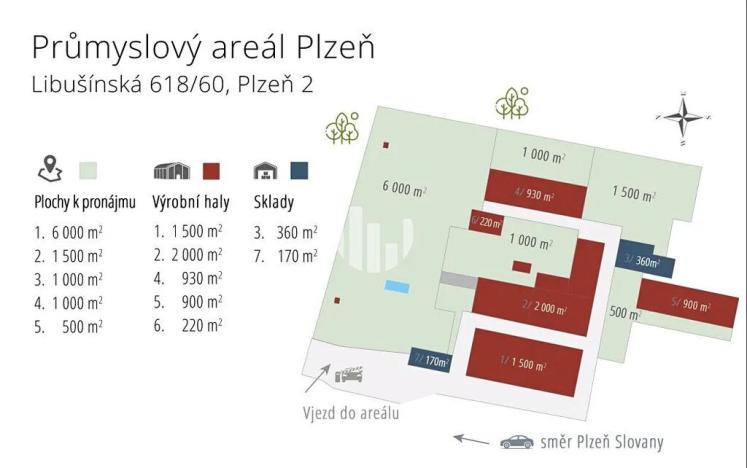 Pronájem skladu, Plzeň, Libušínská, 5000 m2