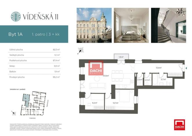 Prodej bytu 3+kk, Olomouc, Vídeňská, 82 m2