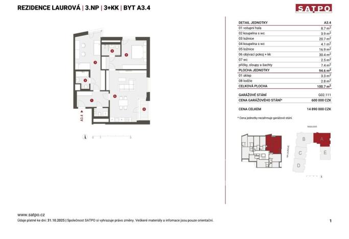 Prodej bytu 3+kk, Praha - Smíchov, Na Laurové, 95 m2