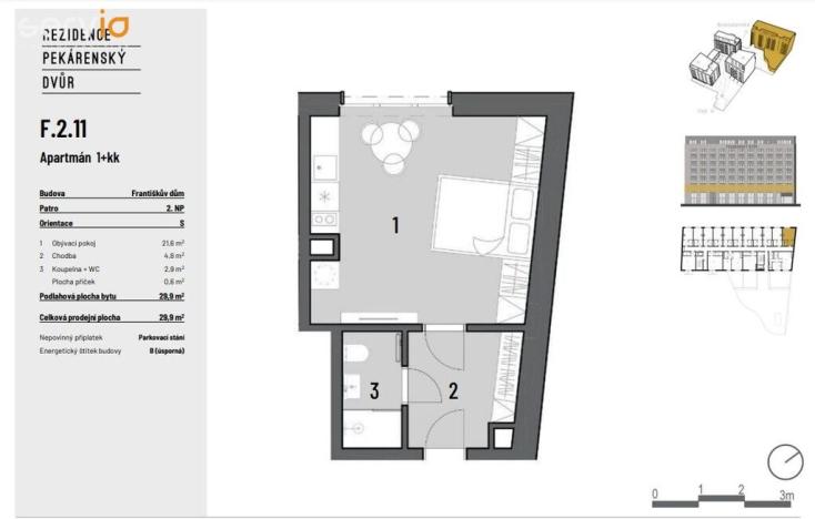 Prodej bytu 1+kk, Brno, Bratislavská, 40 m2