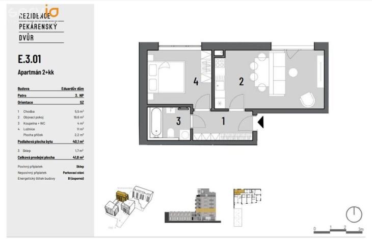 Prodej bytu 2+kk, Brno, Bratislavská, 40 m2