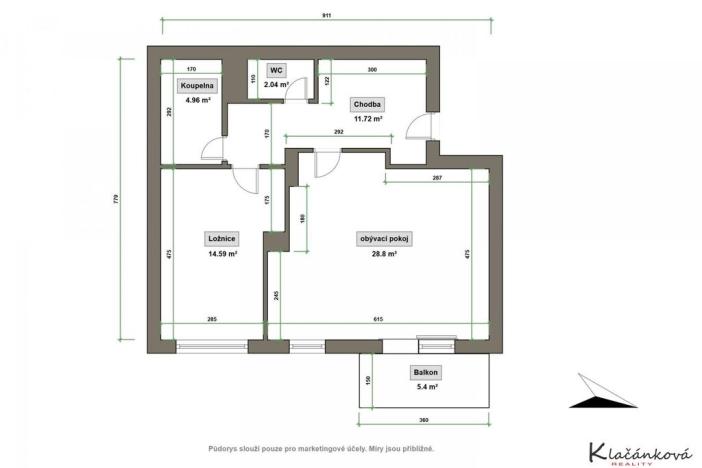 Prodej bytu 2+kk, Zlín - Malenovice, třída Svobody, 64 m2