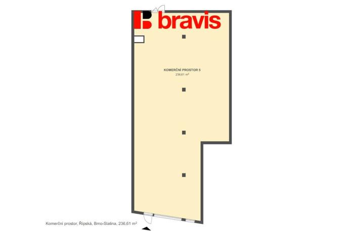 Pronájem obchodního prostoru, Brno, Řípská, 237 m2