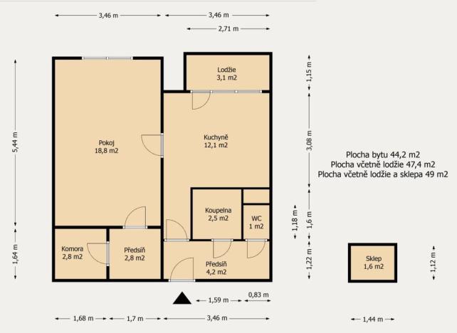 Prodej bytu 1+1, Brno, Horácké náměstí, 44 m2