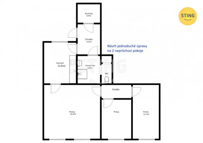Prodej bytu 3+1, Hodonín, Brněnská, 76 m2