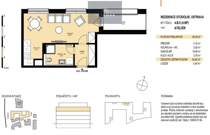 Prodej bytu 1+kk, Ostrava, Stodolní, 38 m2