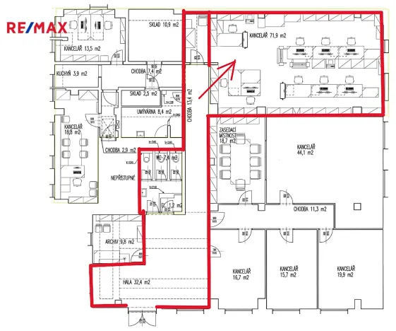 Pronájem kanceláře, Praha - Kobylisy, Horňátecká, 72 m2