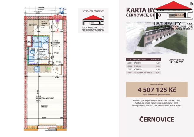 Prodej bytu 1+kk, Brno, Charbulova, 32 m2