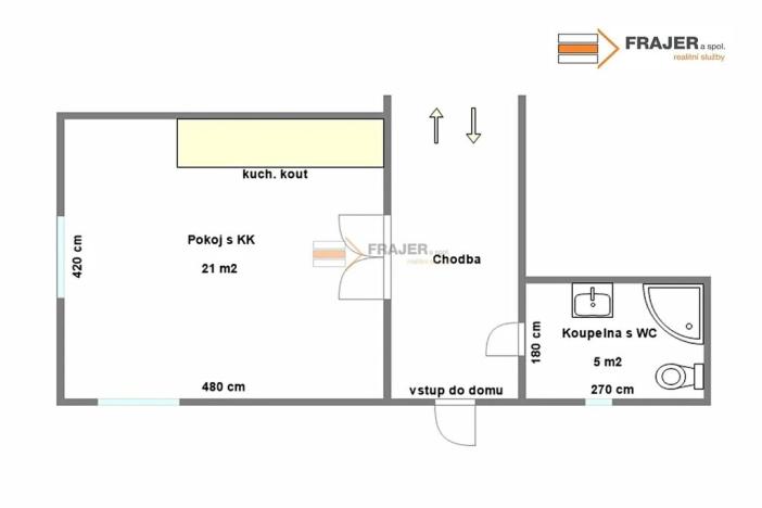 Pronájem bytu 1+kk, Uhlířské Janovice, Václavské náměstí, 26 m2