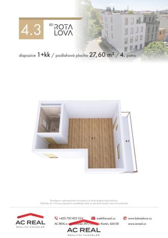 Prodej bytu 1+kk, Brno - Husovice, Rotalova, 28 m2