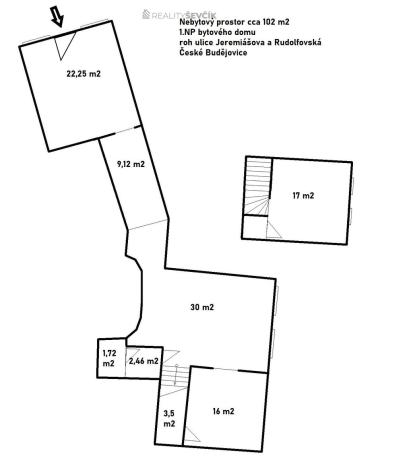 Pronájem obchodního prostoru, České Budějovice - České Budějovice 3, Jeremiášova, 102 m2