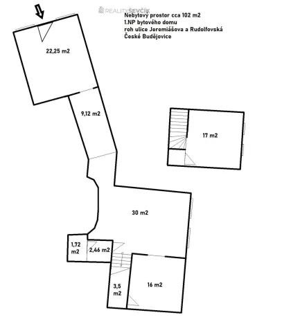 Pronájem obchodního prostoru, České Budějovice - České Budějovice 3, Jeremiášova, 102 m2