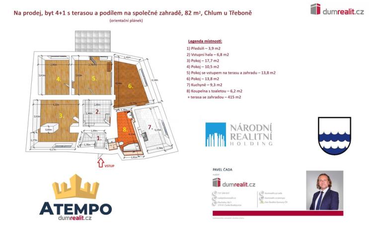 Prodej bytu 4+1, Chlum u Třeboně, 82 m2