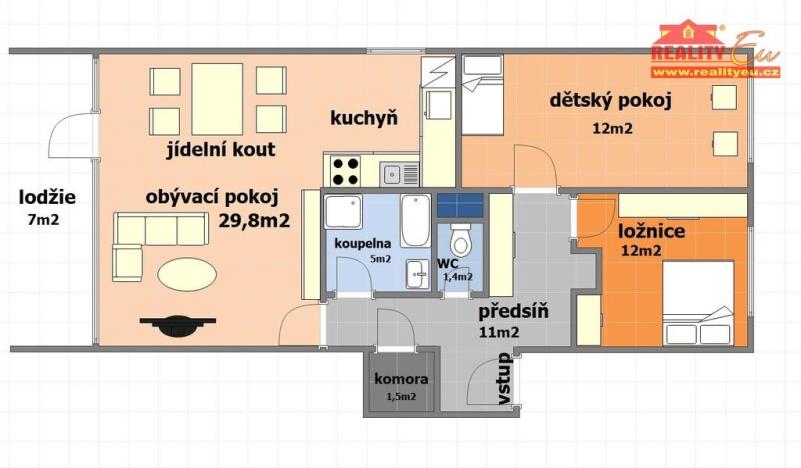 Prodej bytu 3+kk, Praha - Strašnice, Doubravčická, 73 m2