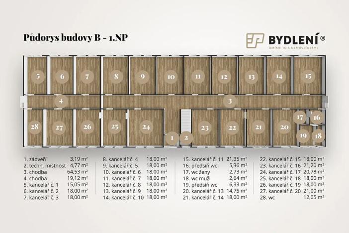 Pronájem kanceláře, Teplice, Tolstého, 2109 m2