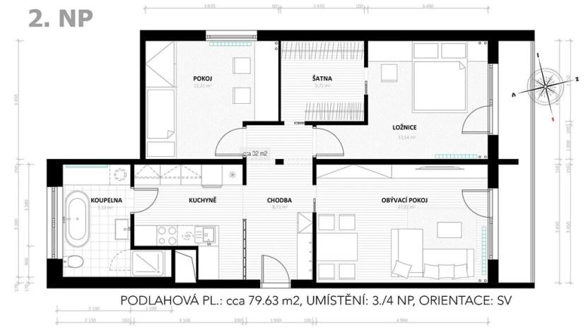 Prodej bytu 3+kk, Hradec Králové, třída Edvarda Beneše, 79 m2