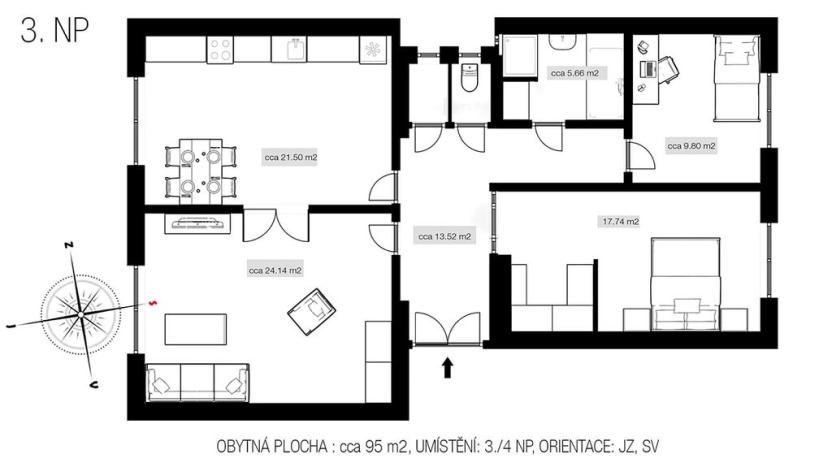 Prodej bytu 4+kk, Hradec Králové, třída Karla IV., 95 m2