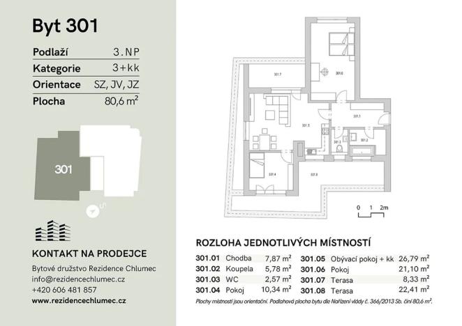 Prodej bytu 3+kk, Chlumec nad Cidlinou, Boženy Němcové, 80 m2
