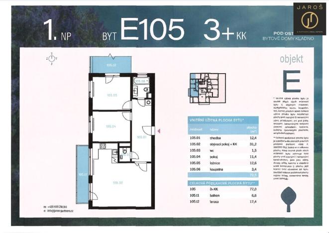 Prodej bytu 3+kk, Kladno, 73 m2