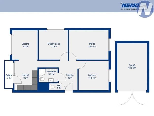 Prodej bytu 3+1, Prachatice, Borová, 73 m2
