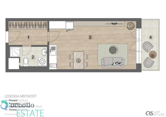 Prodej bytu 1+kk, Praha, Kabešova, 38 m2