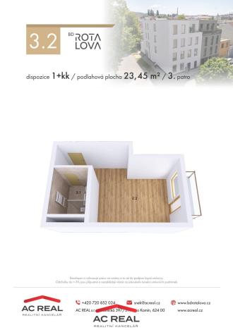 Prodej bytu 1+kk, Brno - Husovice, Rotalova, 24 m2