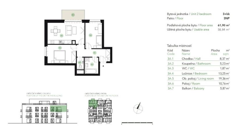 Prodej bytu 3+kk, Praha - Uhříněves, Bečovská, 59 m2