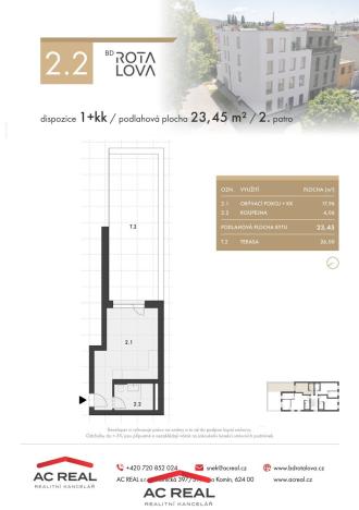 Prodej bytu 1+kk, Brno - Husovice, Rotalova, 24 m2