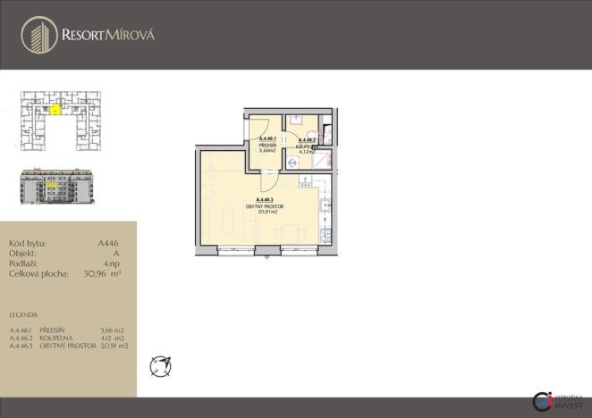 Prodej bytu 1+kk, Rychnov nad Kněžnou, Mírová, 31 m2