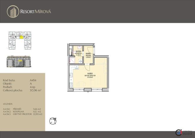 Prodej bytu 1+kk, Rychnov nad Kněžnou, Mírová, 31 m2