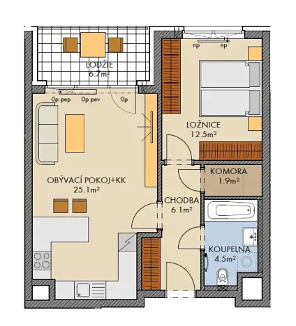 Prodej bytu 2+kk, Praha - Ruzyně, Stočesova, 59 m2
