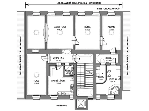 Prodej bytu 4+1, Praha - Vinohrady, Uruguayská, 165 m2